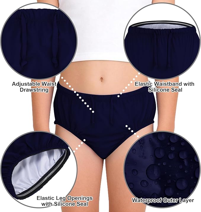 Special Needs Reusable Swim Diaper – Waterproof & Leakproof Incontinence Swimwear for Toddler, Youth & Adult, Unisex Cloth Diaper Cover (Navy, S)