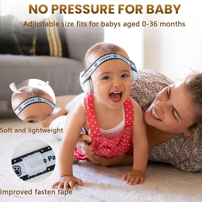 Baby Ear Muffs Noise Protection for Babies Toddlers up to 36 Months - CE Certified - Adjustable Infant Noise Cancelling Headphones Against Hearing Damage & Improves Sleep, Baby Airplane Essentials