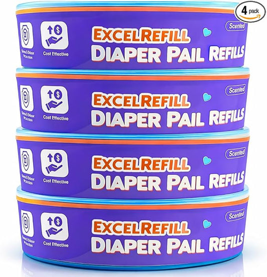 Diaper Pail Refills Compatible with Diaper Genie and Munchkin Pails | 1280 Count (4-Pack,320 Count)