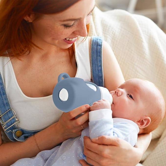 BUSOHA 3 Pack Silicone Sleeves for Avent Baby Bottles - Anti Breakage Baby Bottle Holder with Handle, Compatible with Avent Natural Glass Baby Bottles, 8 OZ