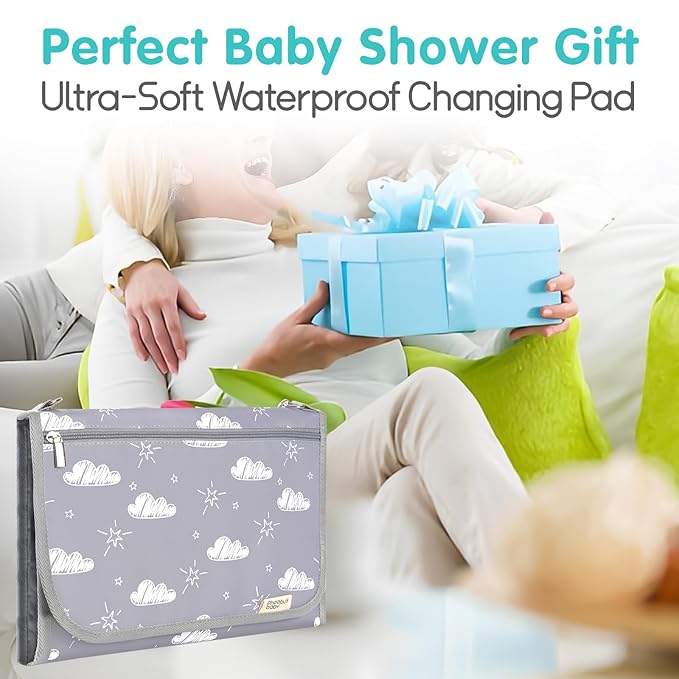 Diaper Changing Pad, Extra Large Portable Changing Pad for Baby with Wipes Holder, Foldable Travel Diaper Changing Mat with Shoulder Strap