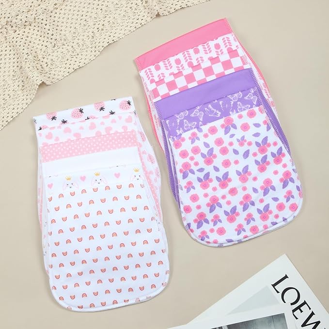 Baby Burp Cloths &Baby B.ibs 2-in-1 Design 3 Layers Thicken Cotton Absorbent and Soft Spit Up Burping Rags Set for Newborn (Multicolor-02)