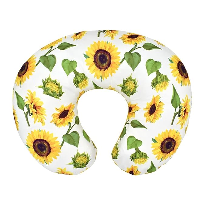Nursing Pillow Cover Stretchy Pillow Slipcovers for Breastfeeding Moms Two-Sided Design (Sunflower)