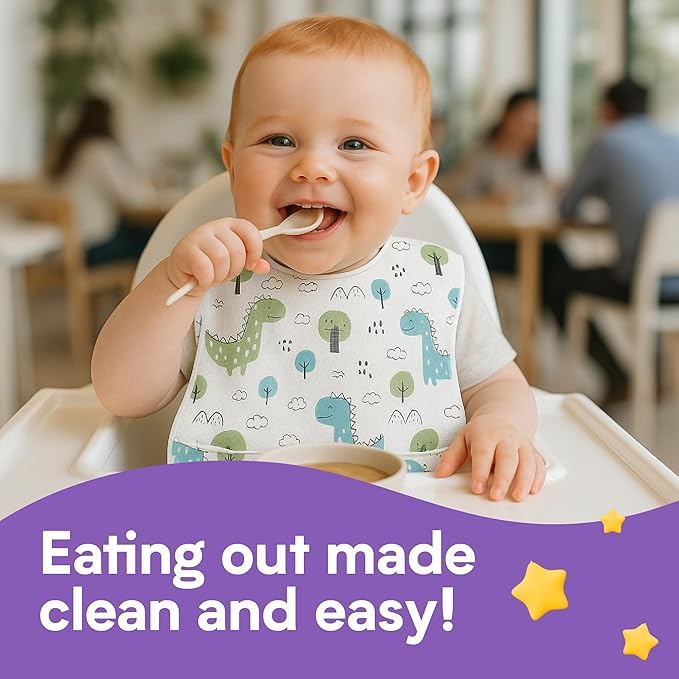 Eli with Love Disposable Bibs Individually Wrapped Bib with Crumb Catcher - Waterproof Baby Bibs For Feeding