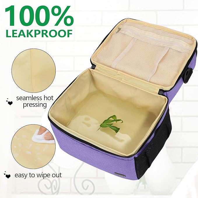 Teamoy Breast Pump Bag Tote with Cooler Compartment for Breast Pump, Cooler Bag, Breast Milk Bottles and More, Double Layer Pumping Bag for Working Moms, Purple