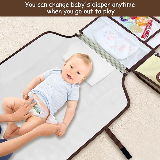 Portable Diaper Changing Pad, Portable Diaper Changing Pad for Baby, Detachable Travel Changing Pad for Newborn Girl & Boy, Baby Changing Pad with Wipes Pocket, Gifts for Baby Shower