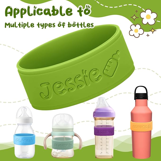 Personalized Baby Bottle Labels for Daycare Custom Engraved Silicone Bands with Name Logo Reusable Personalized Name Labels for Daycare Kindergarten School Summer Camps