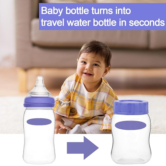 6pcs Baby Bottle Caps Compatible with Pigeon & Lansinoh Bottles, Travel and Storage Bottle Lids Replacement (Purple)