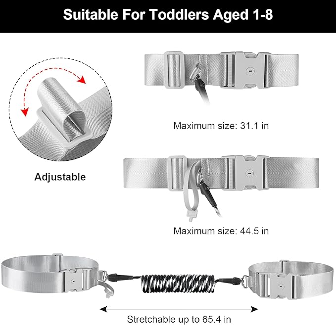Accmor Toddler Waist Leash, Hands-Free Baby Safety Belt Anti Lost Waist Link with Lock, Reflective Kids Leash Child Secure Public Walking Tether for Boys Girls & ADHD/ASD Autistic Children
