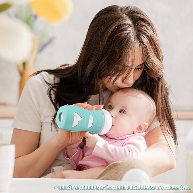 3 Pack Silicone Sleeves for Avent Natural Glass Baby Bottles, Anti Breakage Baby Bottle Holder, Compatible Philips Avent Glass Natural Baby Bottle 8 oz, BPA Free