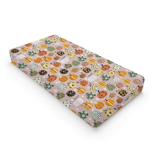 Vintage Fall Pumpkins Floral Baby Changing Pad Covers Autumn Harvest Diaper Changing Table Sheets for Boy Girl Thanksgiving Soft Breathable Stretch Baby Change Pad Table Mats 32''x16''