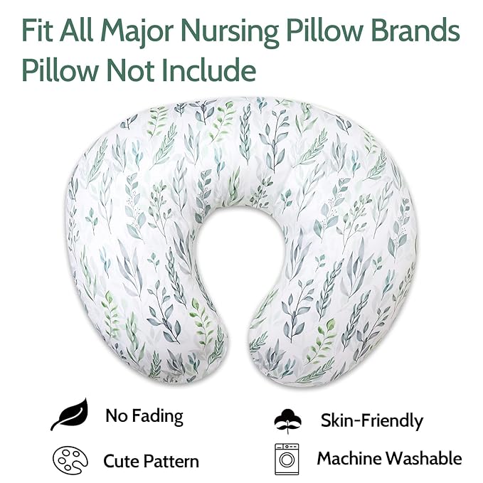 Transform Your Baby's Lounger and Nursing Pillow with Our Stylish Green Leaf Covers, Soft, Durable, and Easy to Clean