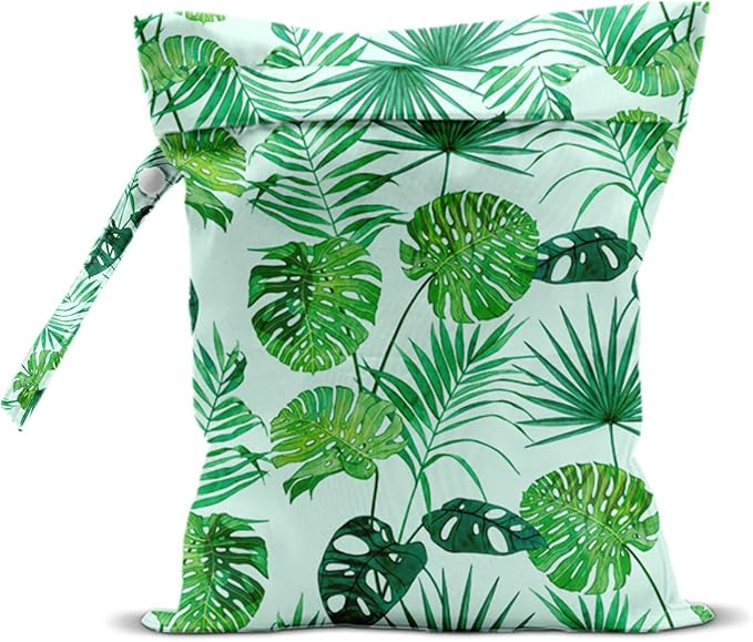 Palm Leaf Wet Dry Bags for Diaper Waterproof Swimsuit Washable Reusable Bag for Beach Diapers Dirty Yoga Gym Clothes Plant Gifts for Men Friend Women