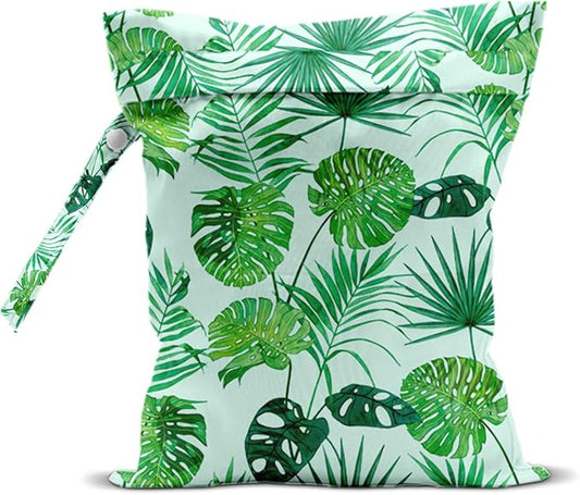 Palm Leaf Wet Dry Bags for Diaper Waterproof Swimsuit Washable Reusable Bag for Beach Diapers Dirty Yoga Gym Clothes Plant Gifts for Men Friend Women