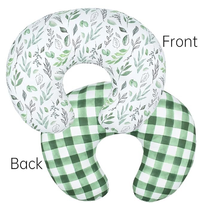 2 Pack Baby Nursing Pillow Cover Newborn U-Shaped Breastfeeding Pillowcase Cushion Cover Stretchy Replaceable Forest&Floral Pillow Cover Slipcover 22.5x21