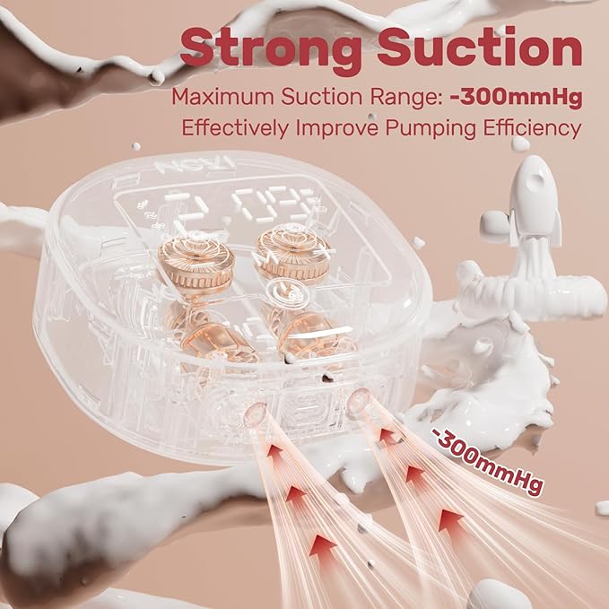 NCVI Wearable Breast Pump, 2 in 1 Hands-Free Breast Pump with 4 Modes 9 Levels, Hospital-Grade Materal, BPA Free, Low Noise Portable Electric Breastfeeding Pump with 21/24mm Flange for Mom