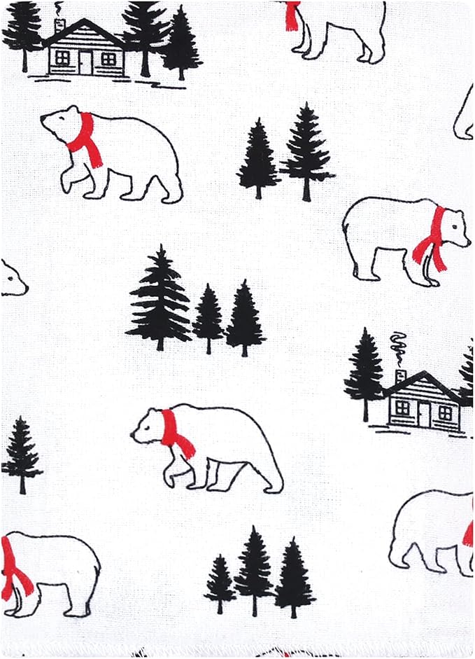 Hudson Baby Unisex Baby Cotton Flannel Burp Cloths Bundle, Buffalo Plaid Bear, One Size