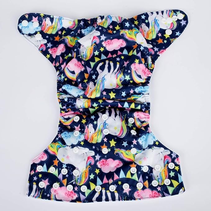 Baby Pocket Diaper Nappy Reusable Washable 8lbs to 36lbs (Star Horse)