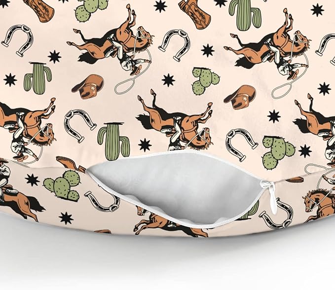 Country Western Nursing Pillow Covers for Boy Girl Cowboy Hat Boots Horse Cactus Nursing Pillow Slipcovers for Breastfeeding Pillows Wild West Desert Soft Stretchy Removable Covers for Newborn Infant
