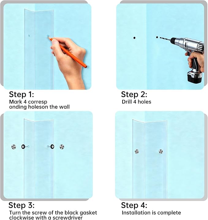 CHIDU Corner Guard, Pre-Drilled Clear Wall Corner Protector with Screws, L-Shaped Thickened Edge Protection for Sharp Wall, Door Frame, Table, Countertop - 2 PCS x 39.3" L x 1.97" W