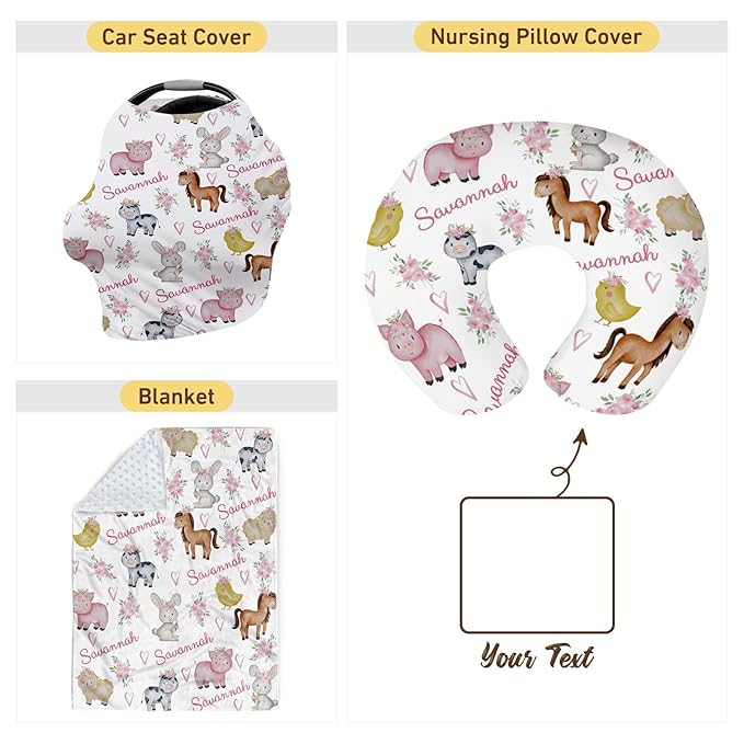 Dyoart Custom Baby Nursing Pillow Cover for Nursing, Animal Theme Removable Nursing Covers for Breastfeeding Pillows, Ultra Soft Comfortable Slipcover for Newborn Baby Boys and Girls