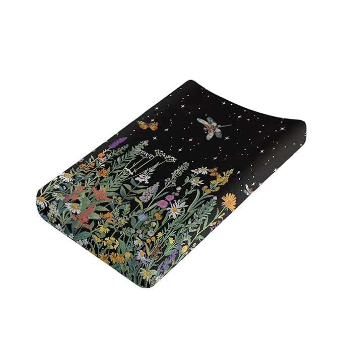 ZDCUSTOM Baby Changing Pad Cover Floral Dragonfly Stretchy Changing Table Sheets Breathable Changing Pad Cover Cradle Sheet for Baby Girls Boys