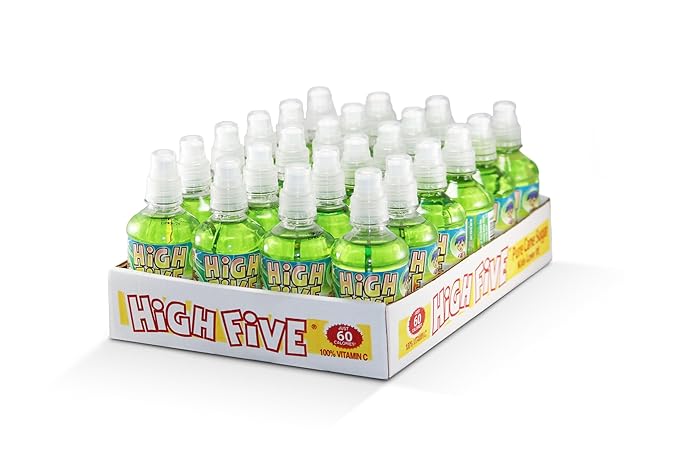 High Five Juice Drink – Apple - 10.1 oz Bottles, Naturally Sweetened with Vitamin C, Low-Calorie Fruit Juice Beverages with Spill Proof Sports Cap 10.1 Ounce (Pack of 24)