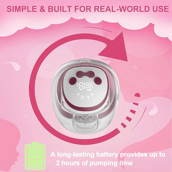 Wearable Breast Pump Hands Free (1-Pack), Electric Lactation Massager, FDA Cleared, BPA-Free PA12, 3 Full Flanges (18/20/24mm), Hospital-Grade Suction, Invisible & Quiet, 4 Modes 15 Levels Pink