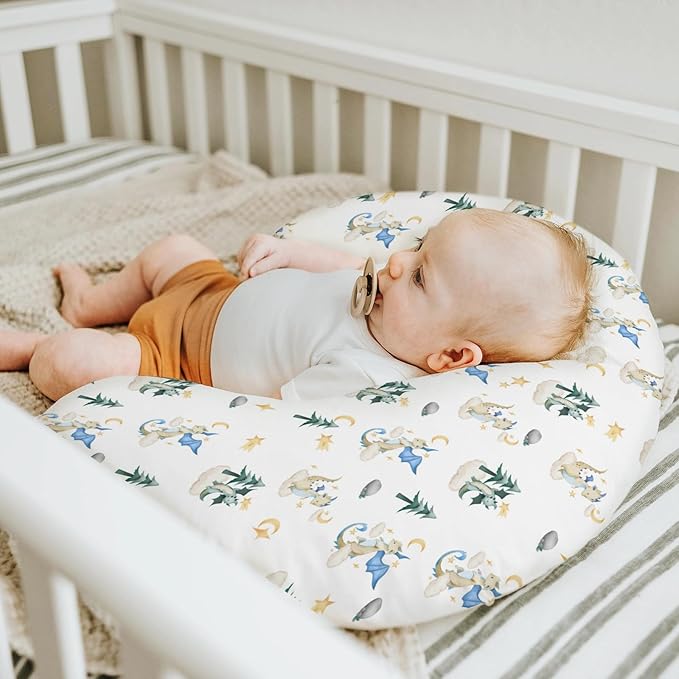 Fantasy Dragon Baby Nursing Pillow Covers for Boy Girl Fairytale Dragons Moon Stars Clouds Trees Nursery Pillowcase for Breastfeeding Pillows Myth Animal Soft Stretchy Slipcovers for Newborn Infant
