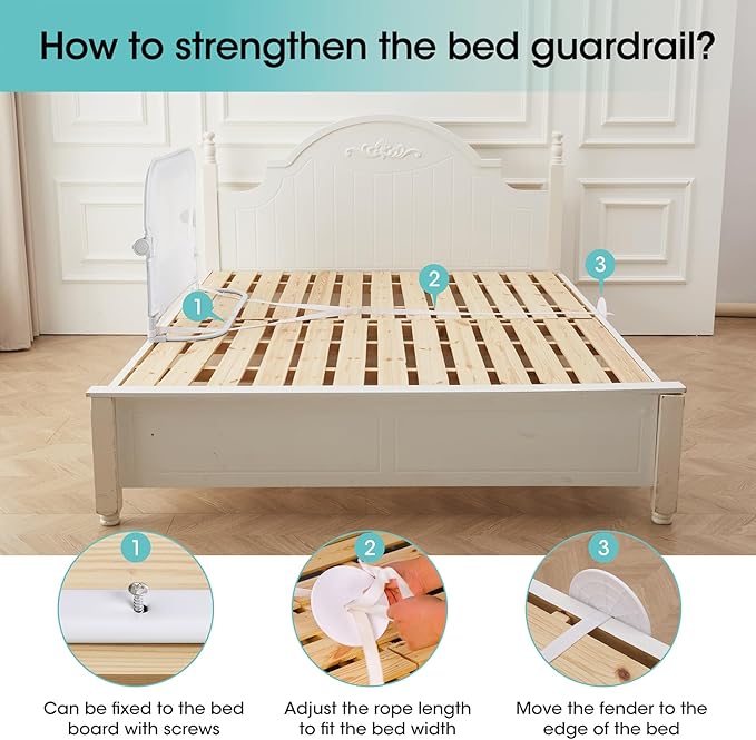 NUTIKAS Baby Bed Rail Guard for Toddlers - 35.4" Toddler Bed Rails for Crib,Twin,Full, Queen Bunk Size Bed Swing Down Bedrail Extral Tall Child Safety Side Railing Guards for Kids