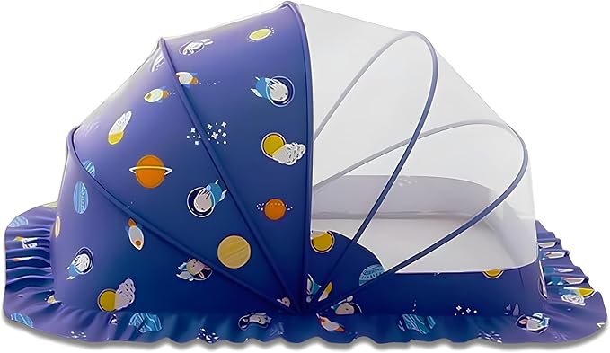 Mosquito Nets for Baby Cribs, Portable Folding Mosquito Net for Stroller, 0-3 Years Kids Travel & Sleep Mosquito Mesh Cover(Blue, 50”x26”x28”)