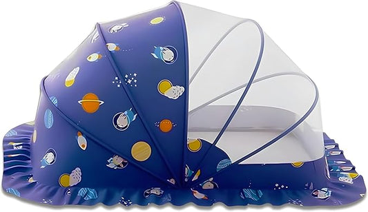 Mosquito Nets for Baby Cribs, Portable Folding Mosquito Net for Stroller, 0-3 Years Kids Travel & Sleep Mosquito Mesh Cover(Blue, 50”x26”x28”)