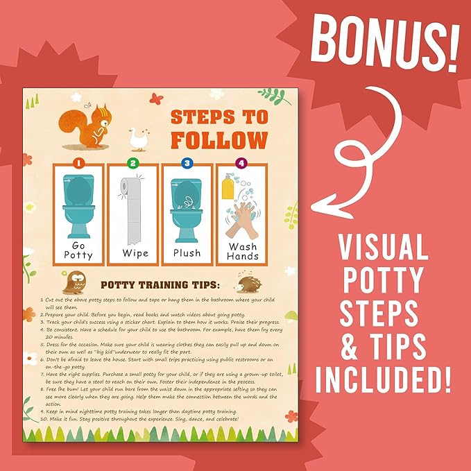 Adullpony Potty Training Chart Potty Training Sticker Chart – 5 Fun Styles Potty Sticker Chart with Rewards for Toddlers Girls, Motivational Potty Training Rewards for Kids