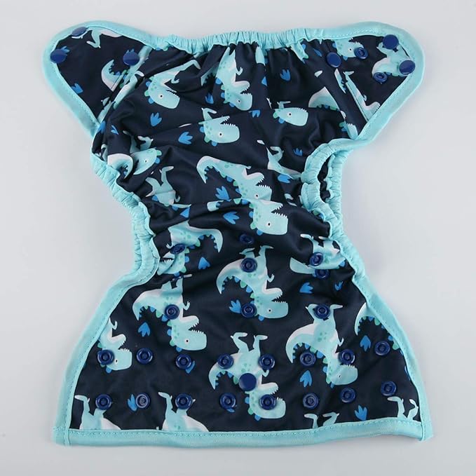 Baby Diaper Cover Nappy One Size 10lbs to 36lbs (Blue Dinosaurs)