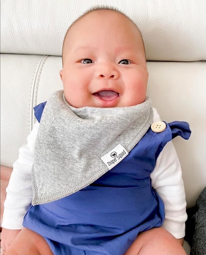DiaperSquad's 100% Organic Cotton Baby Drool Bibs, Super Absorbent & Adjustable Baby Bibs for Drooling and Teething