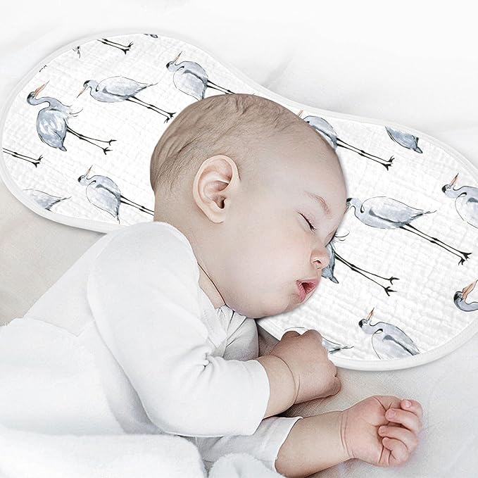 vvfelixl Baby Burp Cloths Watercolor Heron Baby Newborn Cotton Burping Cloths Set Baby Washcloths 4 Pack