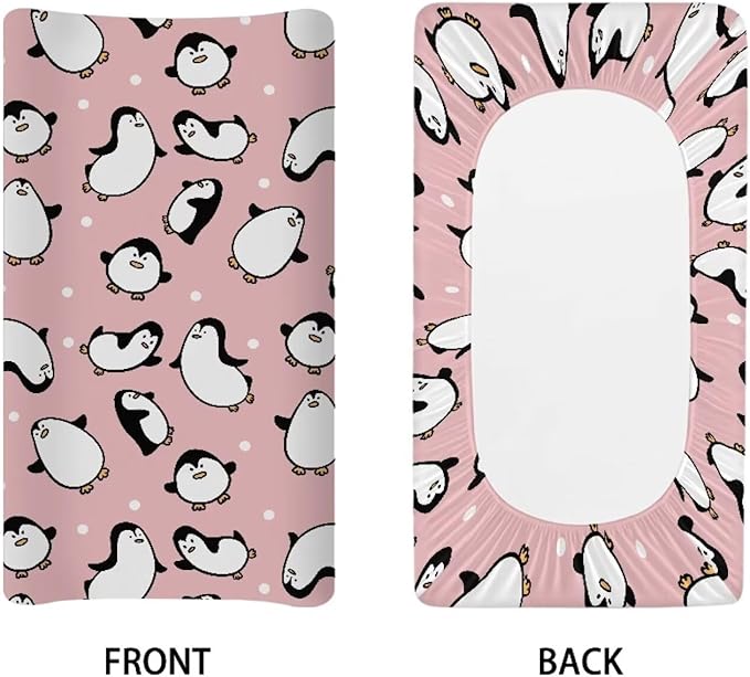 Penguin Changing Pad Cover Soft Waterproof Nursery Pad Change Cover Lightweight Cozy Stretchy Changing Table Cover for Boys Girls