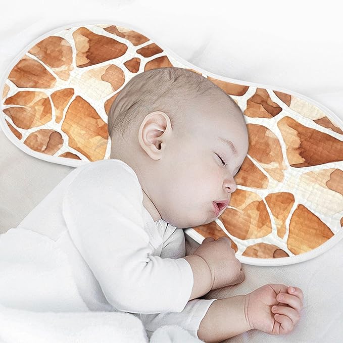 4Pcs Giraffe Print Burp Cloth,Unisex Large Absorbent Soft Cotton Muslin Burping Cloths for Newborn Boys Girls,11x22in,A111944