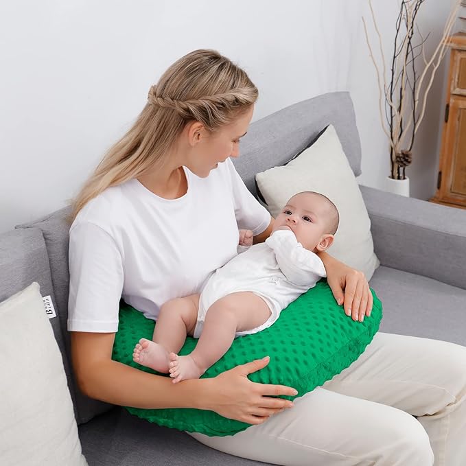 Pillowcase for Nursing Pillow and Positioner for Breastfeeding and Bottle Feeding, Propping Baby, Tummy Time, Baby Sitting Support, Awake-Time Support, Pillow Cover Only (Fern Green)