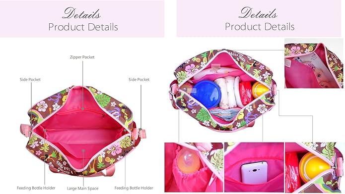 Kamay's Mummy Shoulder Bag Diaper Bag Chic Nappy Changing Bag Tote/Messenger Style Large with Changing Mat, Adjustable Straps