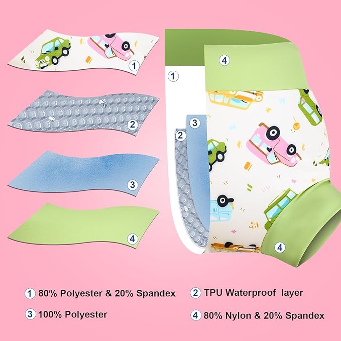 MOEMOE Baby Reusable Swim Diaper 3Pcs Waterproof Swim Pants Baby Swim Diaper for Boys and Girls Swimming Lesson 2-5T