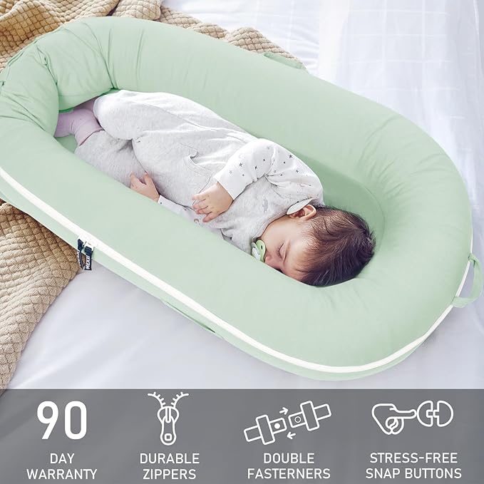 Organic Replacement Cover with Waterproof Pad | Premium Quality Spare Cover Certified Organic Cotton | Protects Against leaks | [Fits Dockatot Deluxe + Docks] (Cover Only) (Pistacho Green)