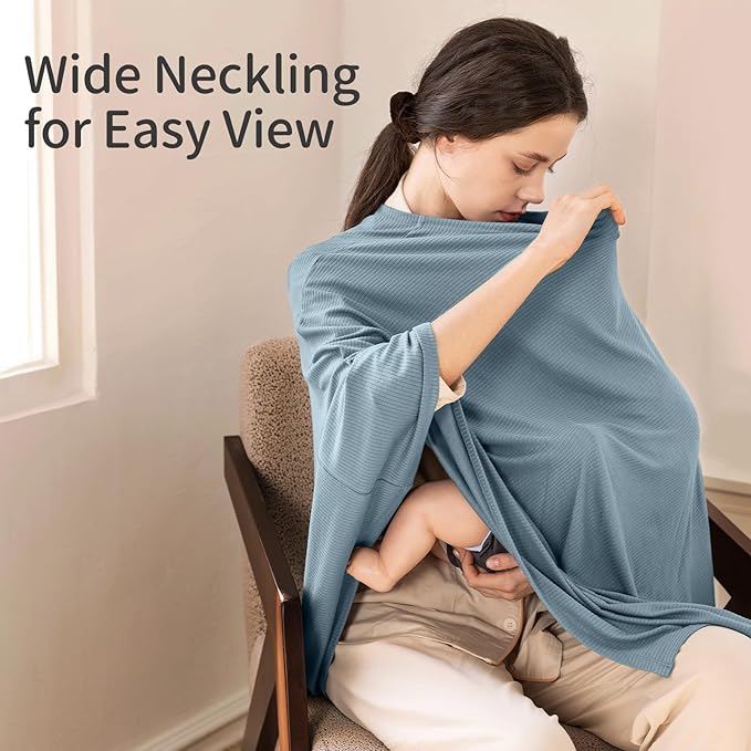 BubblePanda Rayon Made from Bamboo Nursing Cover for Baby Breastfeeding,360° Full Privacy Soft & Breathable Breastfeeding Covers Up for Women,Machine Washable Nursing Shawl,Stretchy Carseat Cover