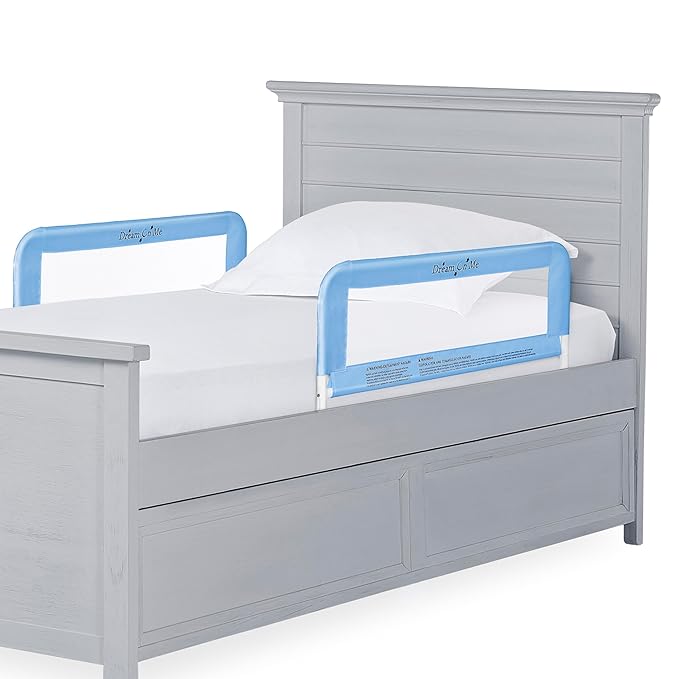 Dream On Me Lightweight Mesh Security Adjustable Bed Rail Double Pack with Breathable Mesh Fabric in Blue, 2 Count (Pack of 1)
