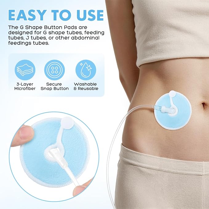 GLEAVI 28pcs G Tube Pad Holder Sky-Blue： Feeding Tube Button Covers Reusable Nursing Pads Soft Absorbent Breast Pads for Kids Breastfeeding Supports Nursing Care