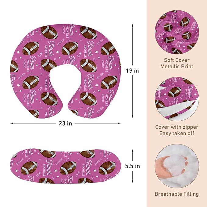 Dyoart Baby Nursing Pillow Cover, Custom Breastfeeding Bottle Pillow Slipcover, Personalized Gift for Infant Boys Girls,Football Pattern, Ultra Comfortable Soft (one Size)