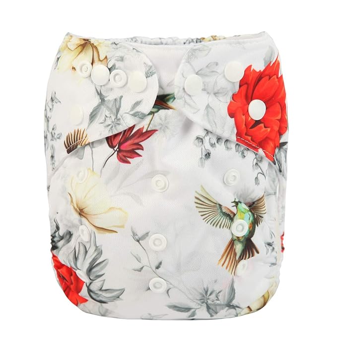 Baby Pocket Diaper Nappy Reusable 8lbs to 36lbs for Girls (Red Poppy)