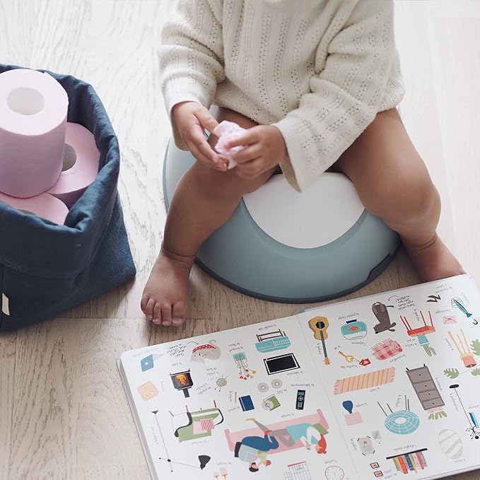 BEABA Ergonomic Training Potty, Provides Comfort and Support, Lightweight & Portable, Compact Toddler Potty (Rain)
