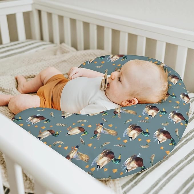 Vintage Mallard Ducks Baby Nursing Pillow Covers for Boy Girl Retro Duck Hunting Nursery Pillowcase for Breastfeeding Pillows Wild Birds Feathers Soft Stretchy Slipcovers for Newborn Infant