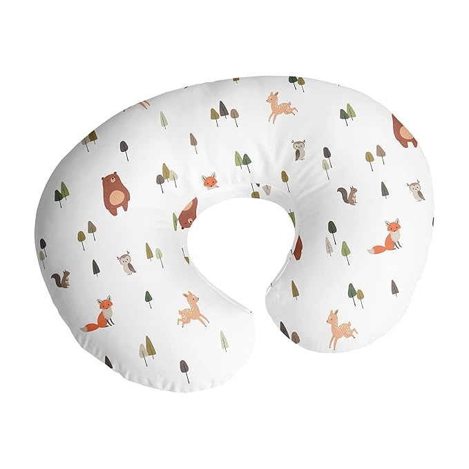 Sweet Jojo Designs Baby Nursing Pillow Cover (Woodland Animals) for Girls & Boys, Infant/Newborn Nursery, Bottle Breastfeeding Slipcover, Breast Feeding Pillowcase-Pillow NOT Included (Forest Friends)